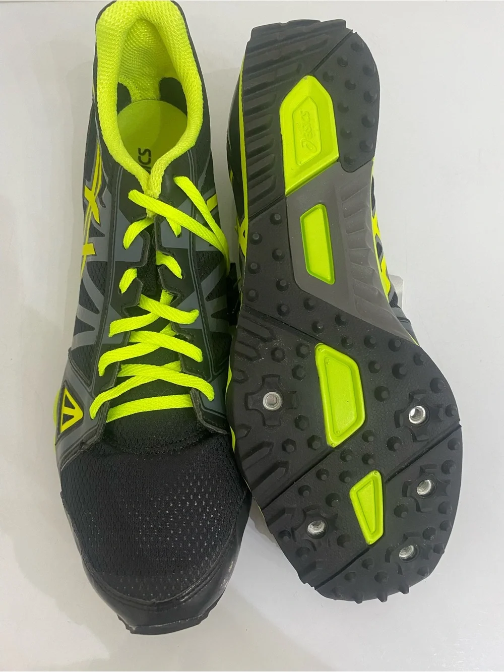 Asics Black and Neon Yellow Men's Athletic Running Shoes